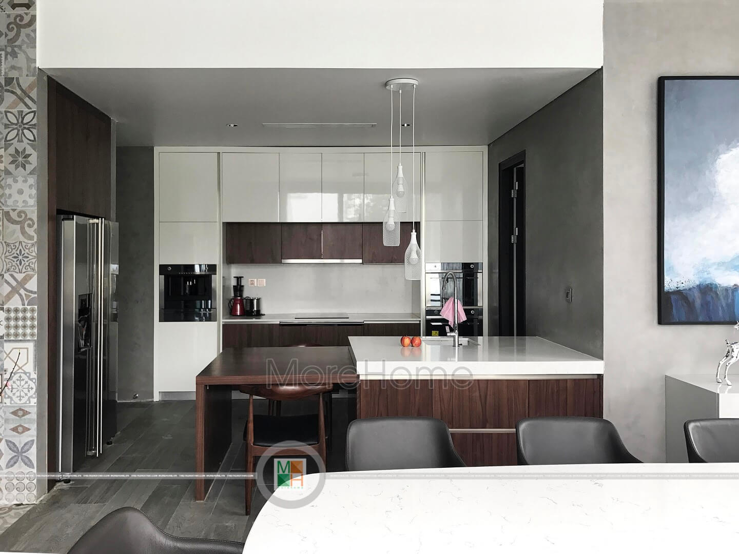 Kiểu mẫu phòng bếp đẹp theo phong cách hiện đại vô cùng quen thuộc với mọi gia đình Việt Thiết kế nhà bếp tiện nghi sang trọng