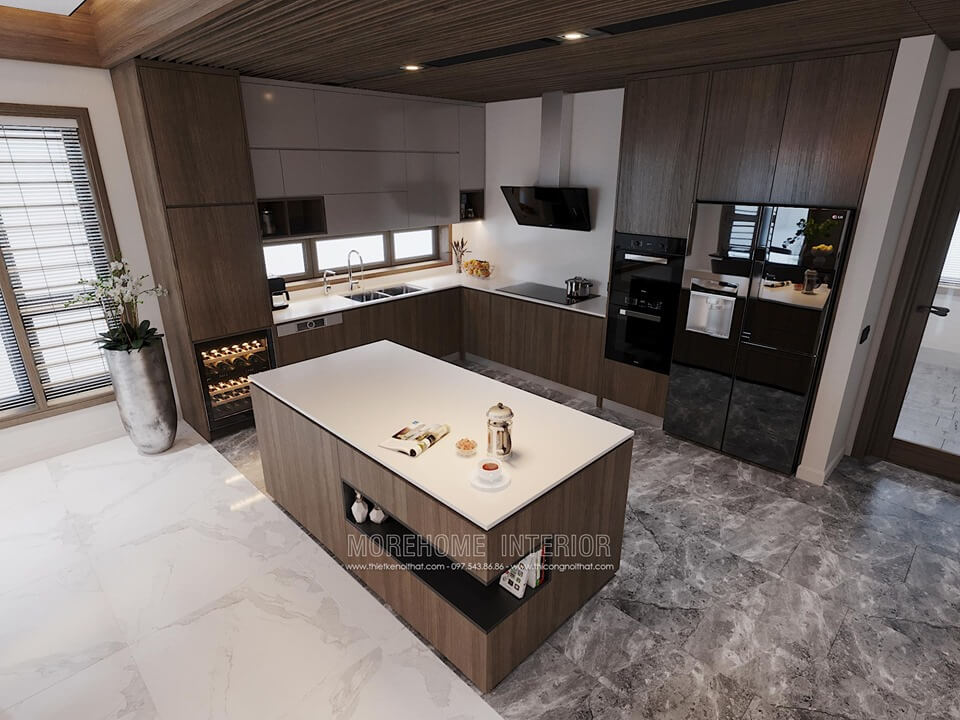 Nội thất phòng bếp với thiết kế hiện đại bằng gỗ công nghiệp Thiết kế phòng bếp, tủ bếp đẹp