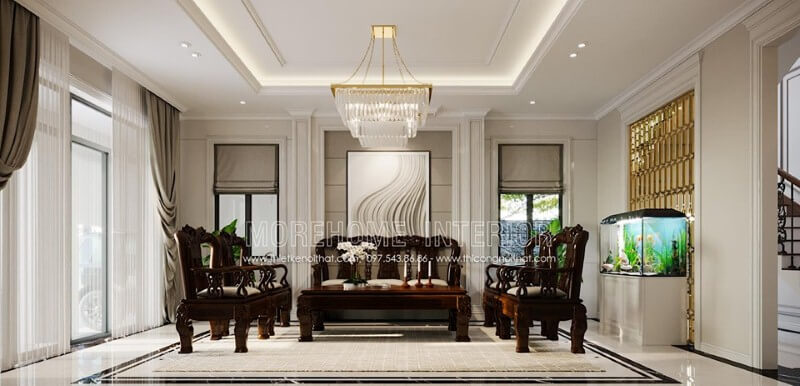 Bể cá phong thủy đẹp cho phòng khách. Mẫu nội thất biệt thự đẹp