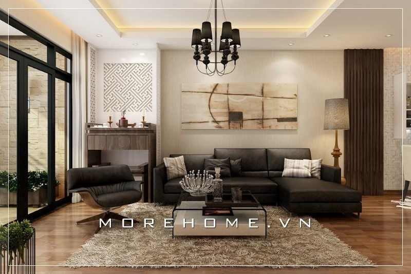 Bộ sofa màu đen bọc da giúp gia chủ khẳng định được vị thế của gia chủ.