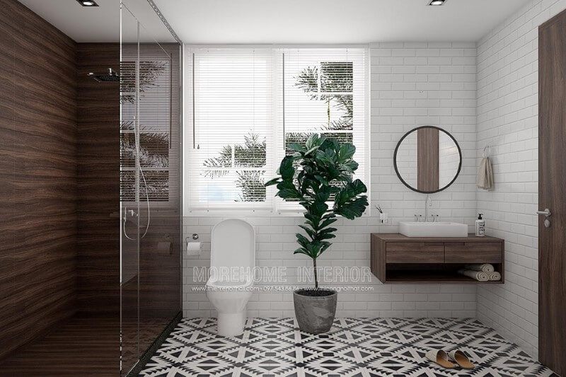 Mẫu thiết kế nội thất cho phòng tắm nhỏ với phong cách hiện đại.