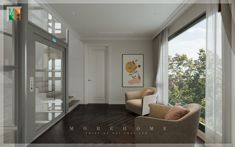 Ghế sofa đơn bọc nệm màu nâu hiện đại cung cấp sự thoải mái khi sử dụng để nghỉ ngơi và thư giãn.