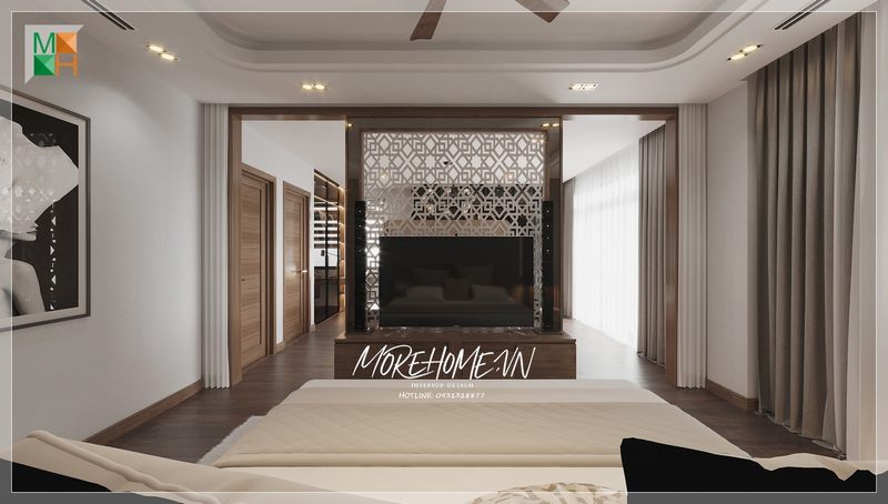 Không gian phòng ngủ biệt thự đẹp, sang trọng và thoáng mát làm cho gia đình của chúng ta có cảm giác ấn tượng.